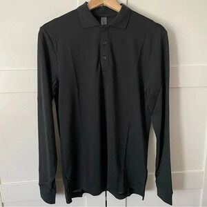 Outdoor Voices Birdie Long Sleeve Polo XXS Black Golf Preppy Oversized